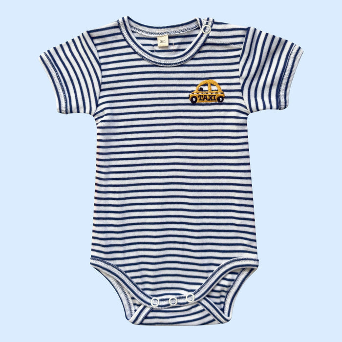 Organic Baby Onesie, Taxi Embroidery