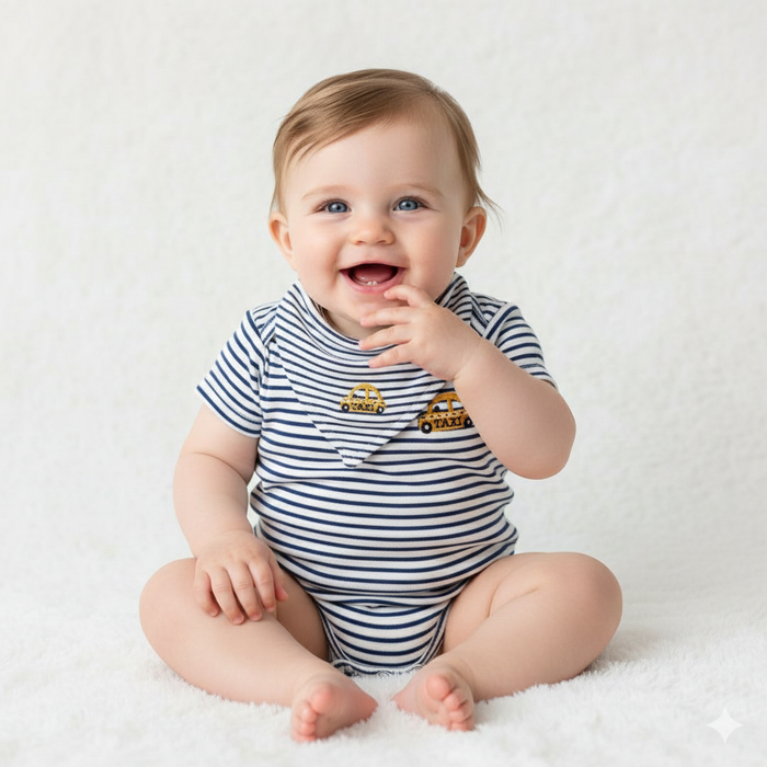 Organic Baby Onesie, Taxi Embroidery