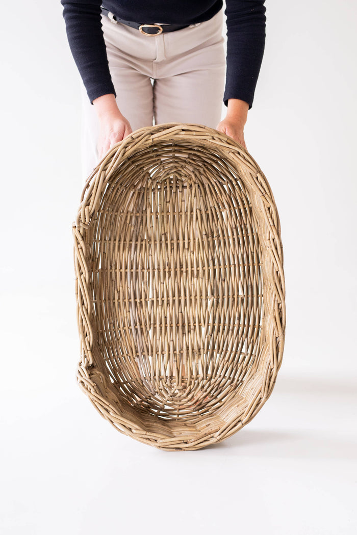 Oval Rattan Pet Bed with Pillow