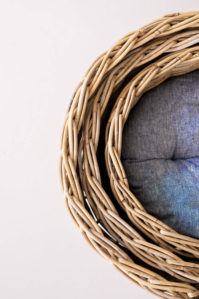 Oval Rattan Pet Bed with Pillow