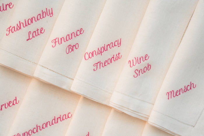 Party Superlatives Linen Dinner Napkins – Set of 12