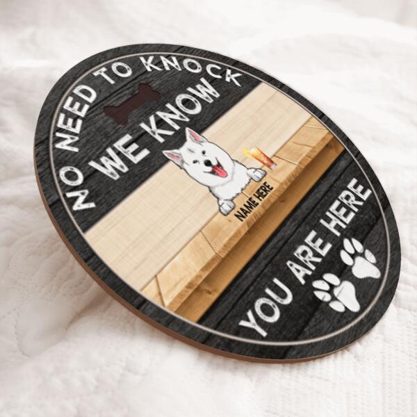 Pawzity No Need To Knock We Know You Are Here Welcome Door Signs, Gifts For Dog Lovers, Black & Yellow , Dog Mom Gifts