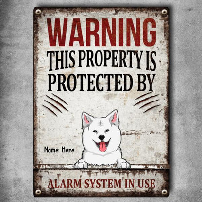 Pawzity Warning Metal Yard Sign, Gifts For Dog Lovers, This Property Is Protected By Alarm System In Use