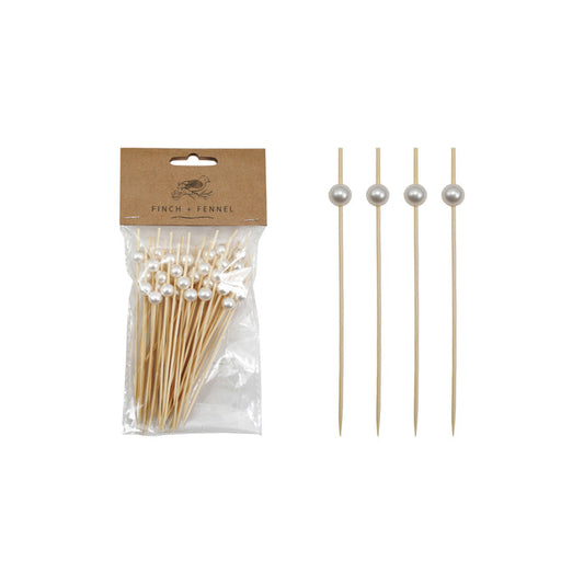 Pearl Handle Bamboo Picks (Set of 50)