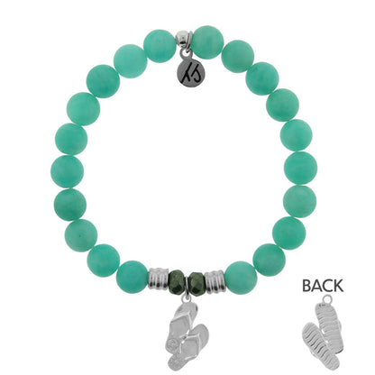 Peruvian Amazonite Stone Bracelet with Flip Flop Sterling Silver Charm
