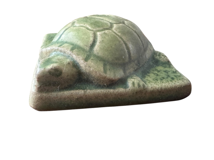 Pewabic Green 2010 3x3 Turtle Tile / Paperweight