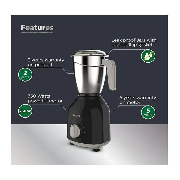 Philips Domestic 750 W Turbo Motor Mixer Grinder With 4 Jars Hl7759 00