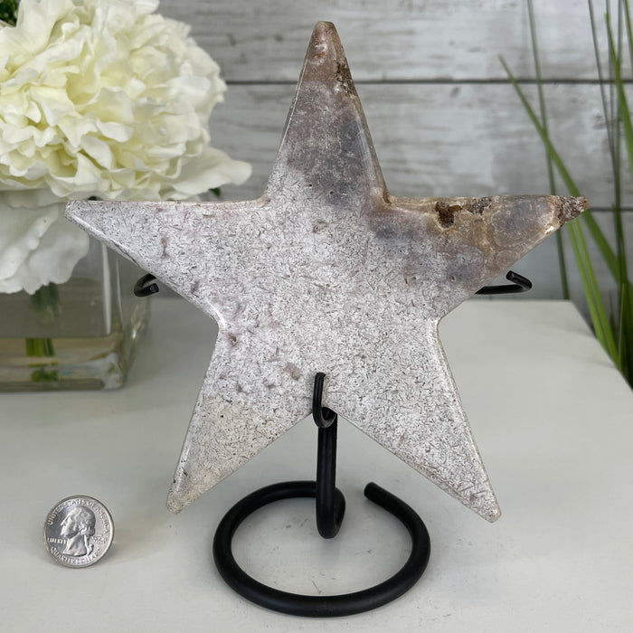 Pink Amethyst Star on a Metal Stand 7" Tall #5746-0008 by Brazil Gems - Brazil GemsBrazil GemsPink Amethyst Star on a Metal Stand 7" Tall #5746-0008 by Brazil GemsStars5746-0008