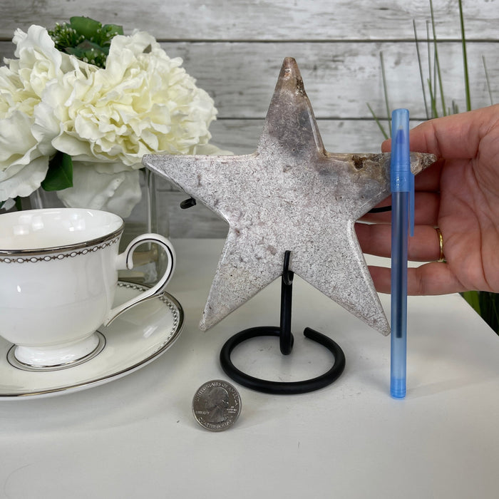 Pink Amethyst Star on a Metal Stand 7" Tall #5746-0008 by Brazil Gems - Brazil GemsBrazil GemsPink Amethyst Star on a Metal Stand 7" Tall #5746-0008 by Brazil GemsStars5746-0008