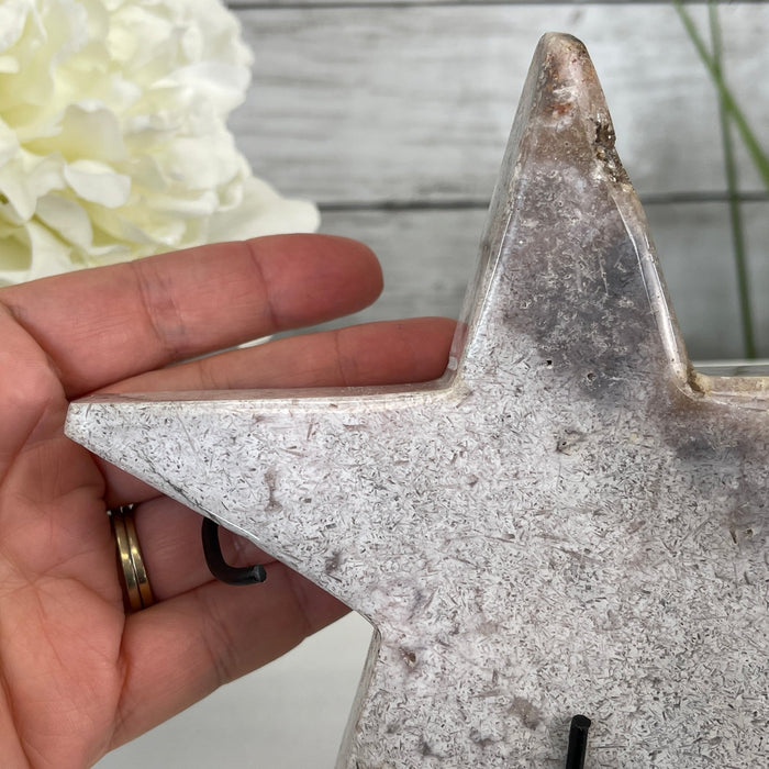 Pink Amethyst Star on a Metal Stand 7" Tall #5746-0008 by Brazil Gems - Brazil GemsBrazil GemsPink Amethyst Star on a Metal Stand 7" Tall #5746-0008 by Brazil GemsStars5746-0008