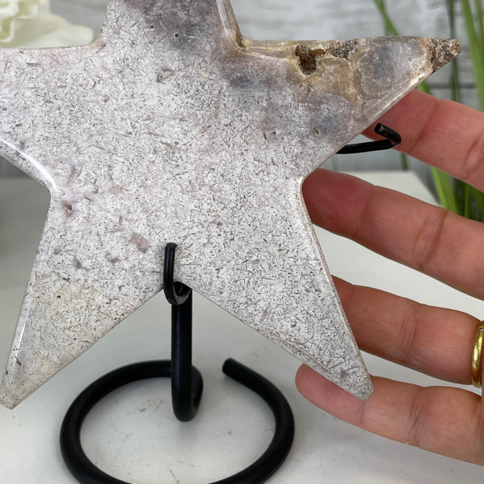 Pink Amethyst Star on a Metal Stand 7" Tall #5746-0008 by Brazil Gems - Brazil GemsBrazil GemsPink Amethyst Star on a Metal Stand 7" Tall #5746-0008 by Brazil GemsStars5746-0008
