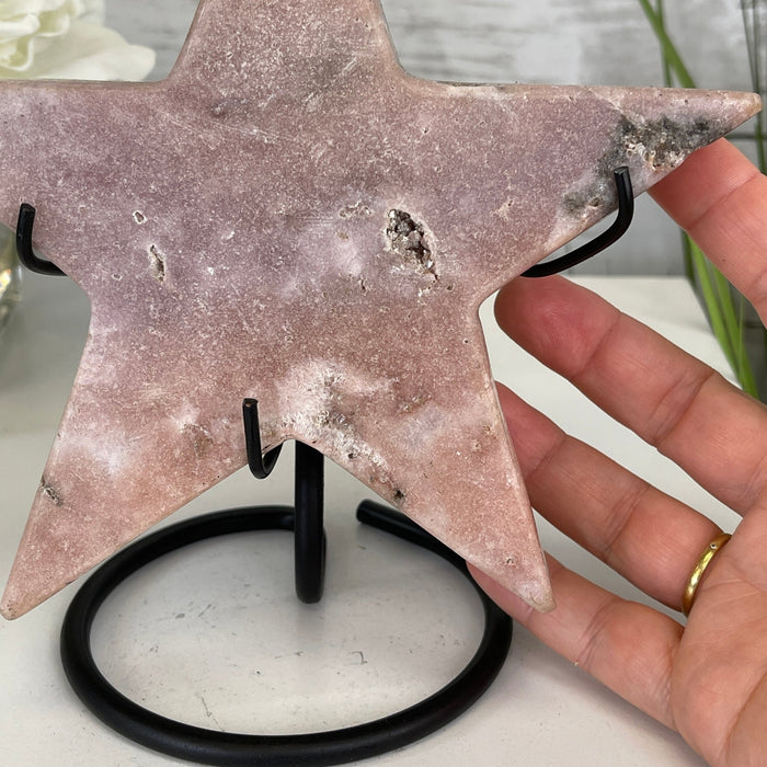 Pink Amethyst Star on a Metal Stand 7.5" Tall #5746-0014 by Brazil Gems - Brazil GemsBrazil GemsPink Amethyst Star on a Metal Stand 7.5" Tall #5746-0014 by Brazil GemsStars5746-0014