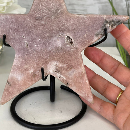 Pink Amethyst Star on a Metal Stand 7.5" Tall #5746-0014 by Brazil Gems - Brazil GemsBrazil GemsPink Amethyst Star on a Metal Stand 7.5" Tall #5746-0014 by Brazil GemsStars5746-0014