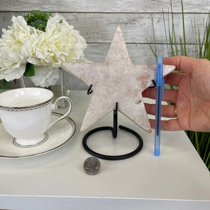 Pink Amethyst Star on a Metal Stand 7.6" Tall #5746-0018 by Brazil Gems - Brazil GemsBrazil GemsPink Amethyst Star on a Metal Stand 7.6" Tall #5746-0018 by Brazil GemsStars5746-0018