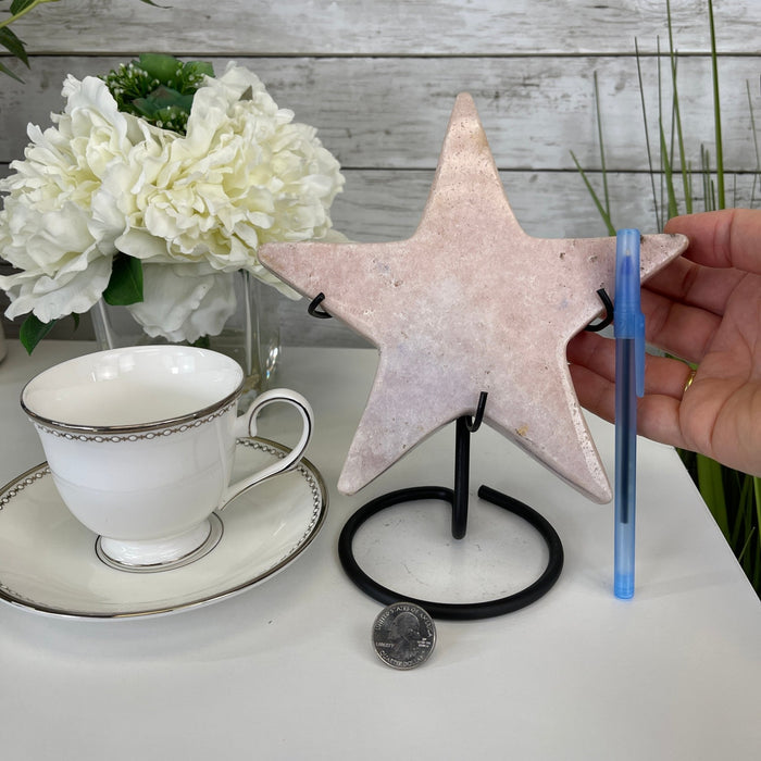 Pink Amethyst Star on a Metal Stand 8" Tall #5746-0015 by Brazil Gems - Brazil GemsBrazil GemsPink Amethyst Star on a Metal Stand 8" Tall #5746-0015 by Brazil GemsStars5746-0015