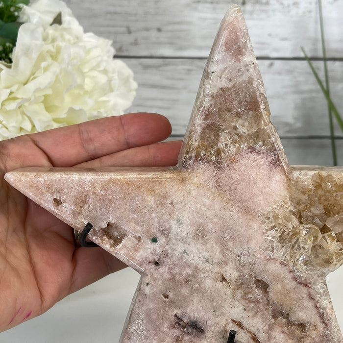 Pink Amethyst Star on a Metal Stand 9" Tall #5746-0021 by Brazil Gems - Brazil GemsBrazil GemsPink Amethyst Star on a Metal Stand 9" Tall #5746-0021 by Brazil GemsStars5746-0021