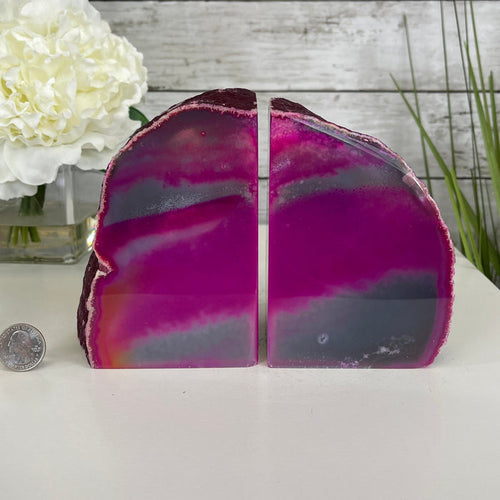 Pink Dyed Brazilian Agate Stone Bookends, 5.2" tall & 6.2 lbs #5151-0024 by Brazil Gems - Brazil GemsBrazil GemsPink Dyed Brazilian Agate Stone Bookends, 5.2" tall & 6.2 lbs #5151-0024 by Brazil GemsBookends5151PA-024