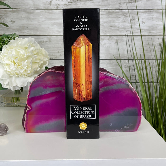 Pink Dyed Brazilian Agate Stone Bookends, 5.2" tall & 6.2 lbs #5151-0024 by Brazil Gems - Brazil GemsBrazil GemsPink Dyed Brazilian Agate Stone Bookends, 5.2" tall & 6.2 lbs #5151-0024 by Brazil GemsBookends5151PA-024