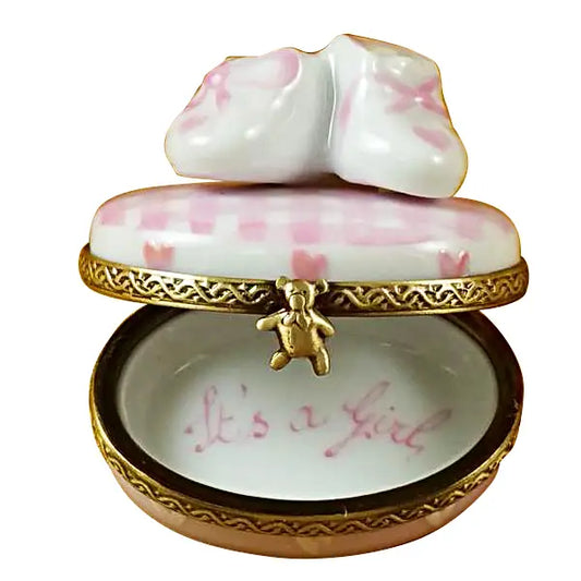 Pink It's A Girl W/Shoes Limoges Box