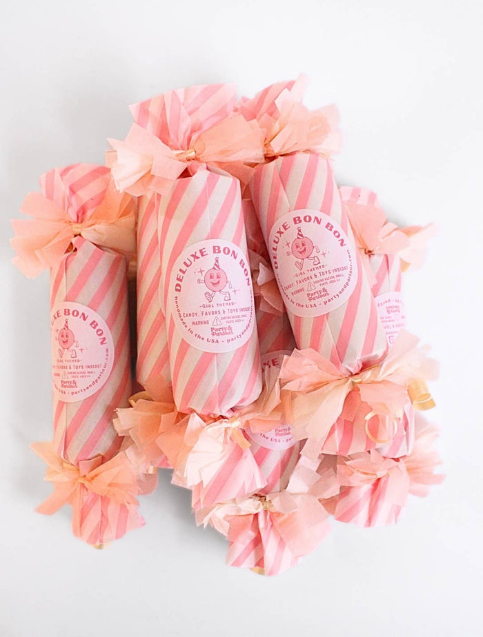 Pink Striped Deluxe Surprise Bon Bon Girls Handmade Favor