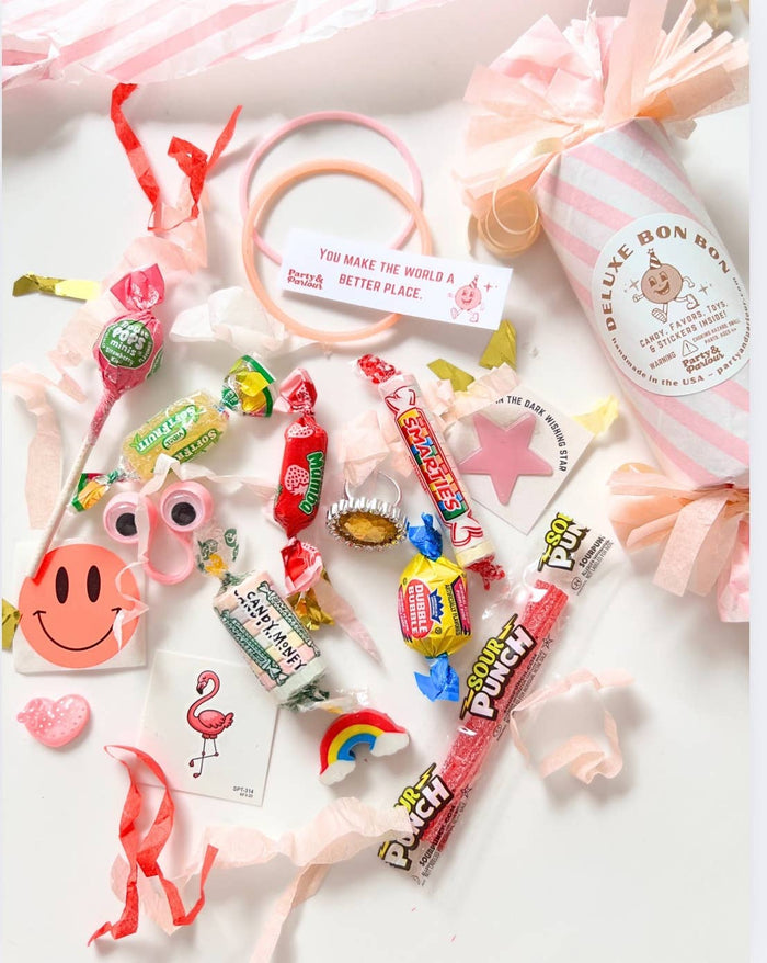 Pink Striped Deluxe Surprise Bon Bon Girls Handmade Favor