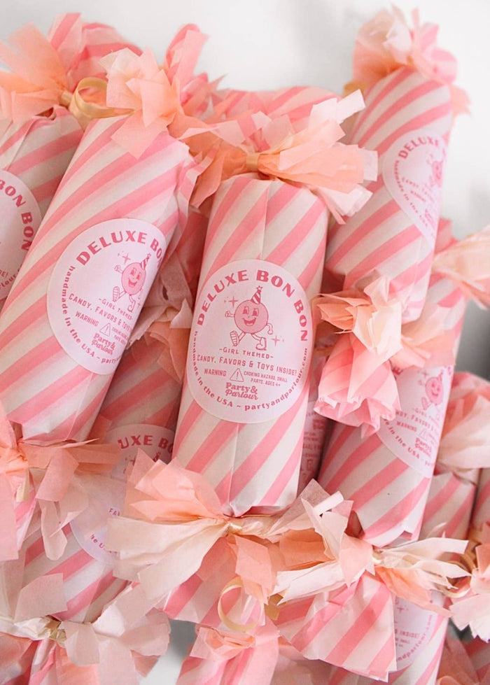Pink Striped Deluxe Surprise Bon Bon Girls Handmade Favor