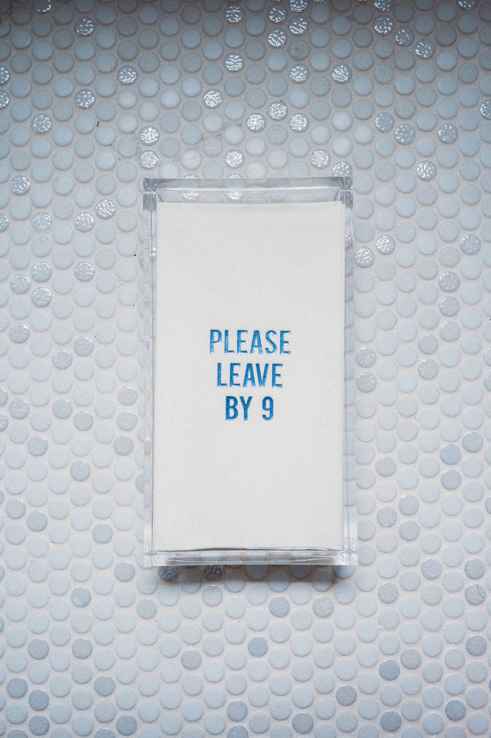 "Please Leave by 9" Disposable Linen-like Guest Towels