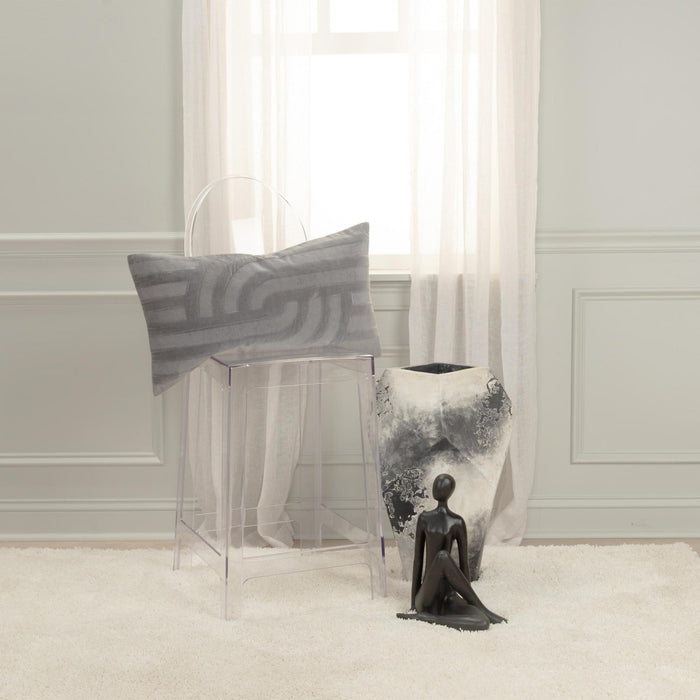 POLAT GREY ABSTRACT MODERN INDUSTRIAL  THROW PILLOW