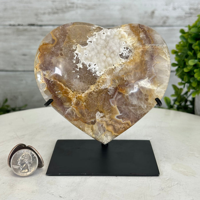 Polished Agate Heart Geode on a Metal Stand, 2.2 lbs & 5.25" Tall, Model #5468-0064 by Brazil Gems - Brazil GemsBrazil GemsPolished Agate Heart Geode on a Metal Stand, 2.2 lbs & 5.25" Tall, Model #5468-0064 by Brazil GemsHearts5468-0064