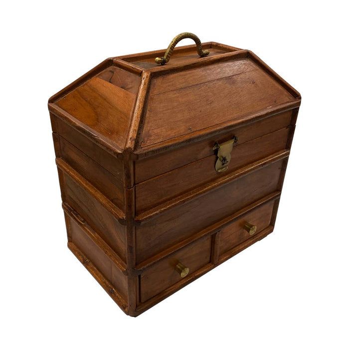 Portable Wood British Campaign Chest Vintage Style