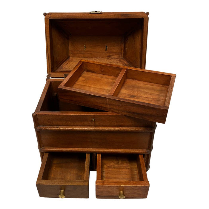 Portable Wood British Campaign Chest Vintage Style
