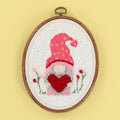 Punch Needle Embroidery Kit Be My Gnomie Faux Wood Oval Frame