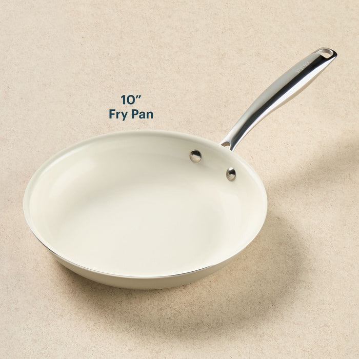 10-inch fry pan on a beige background
