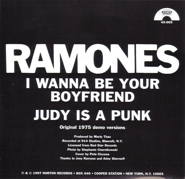 Ramones - "I Wanna Be Your Boyfriend" / "Judy is a Punk" (1975 Demos) - Used 7"