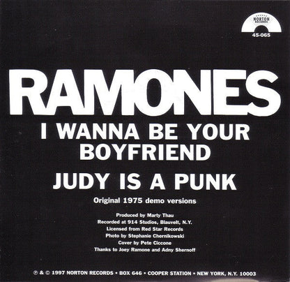 Ramones - "I Wanna Be Your Boyfriend" / "Judy is a Punk" (1975 Demos) - Used 7"