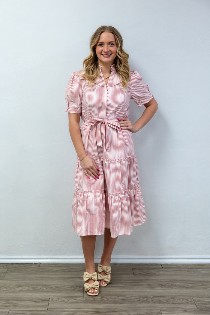 Red Striped Midi Dress