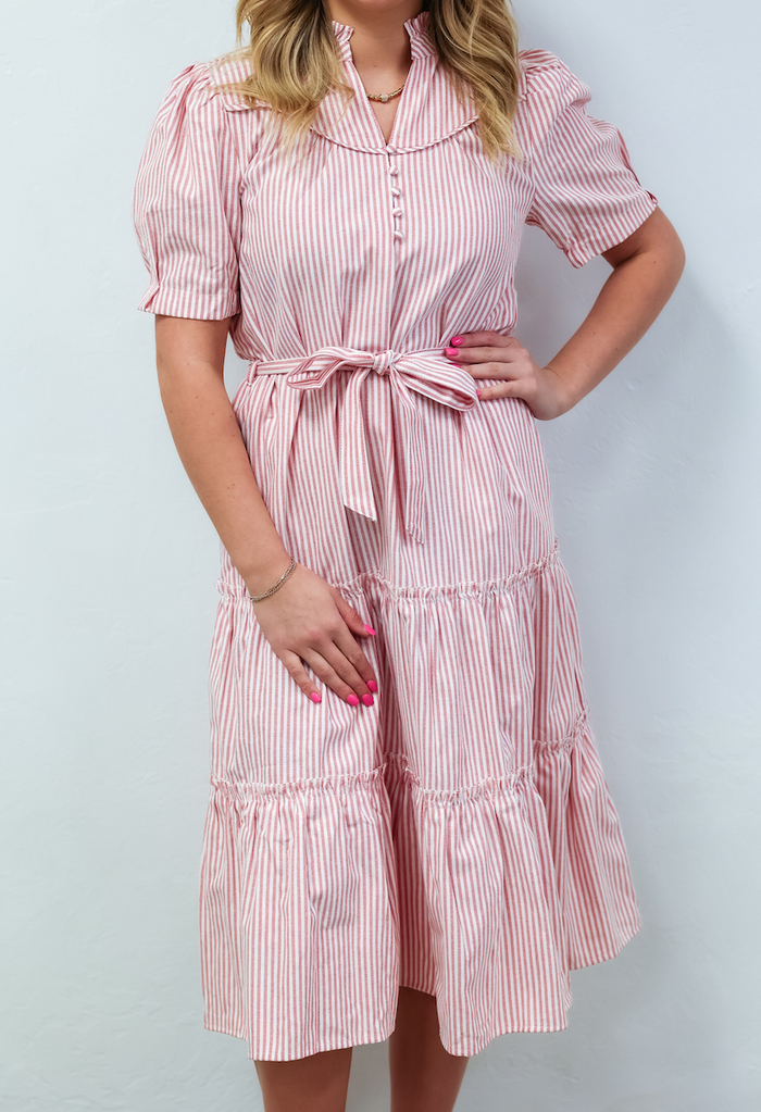 Red Striped Midi Dress