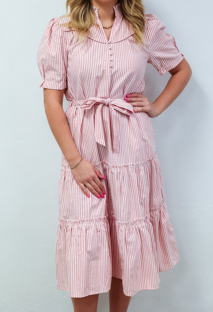 Red Striped Midi Dress