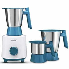 Refurbished Philips 500 W Mixer Grinder (3 Jars | White/Blue) - HL7535/00 - Liquidation