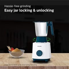 Refurbished Philips 500 W Mixer Grinder (3 Jars | White/Blue) - HL7535/00 - Liquidation