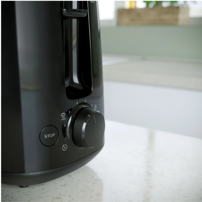 Refurbished Philips 600 Watts 2-Slice Toaster with Integrated Bun Rack Black - HD2583/90
