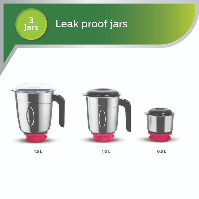 Refurbished Philips 750W Mixer Grinder 3 Jar Red - HL7756/02 - Liquidation
