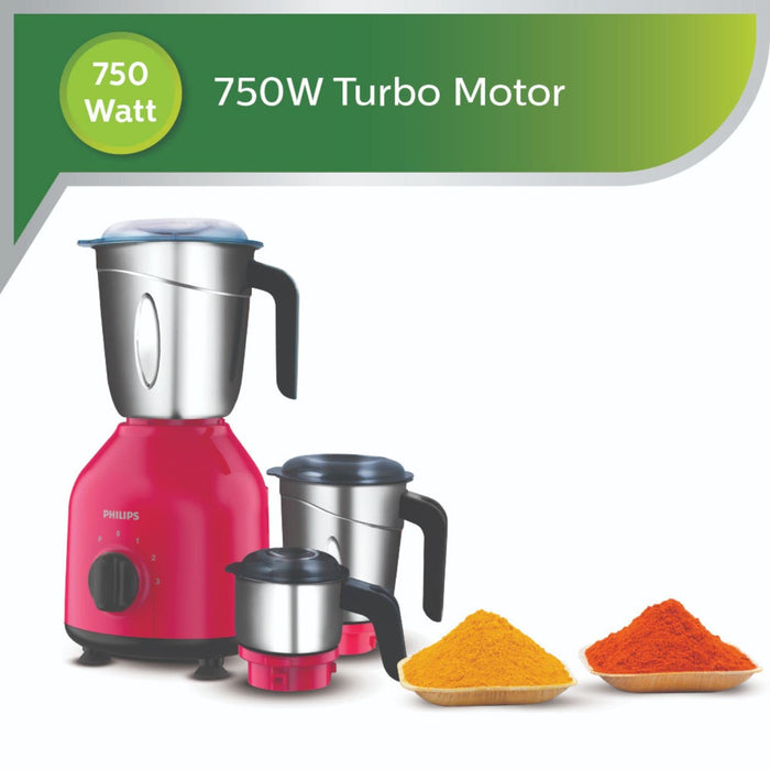 Refurbished Philips 750W Mixer Grinder 3 Jar Red - HL7756/02 - Liquidation