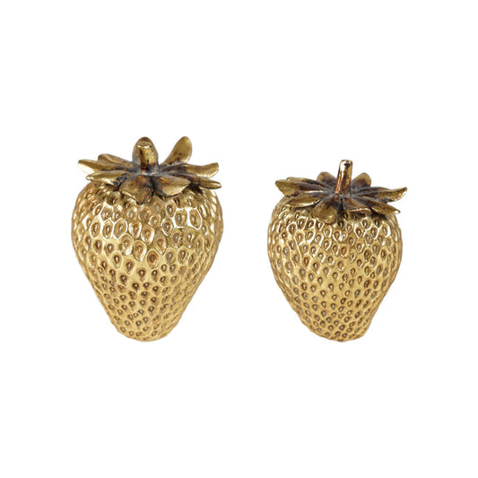 Resin Strawberries, Gold Finish, 2 Sizes