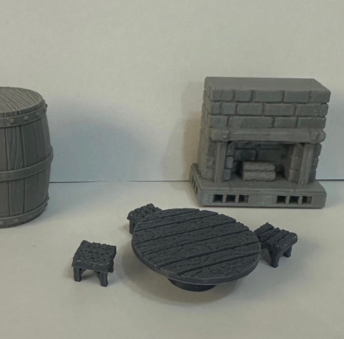 Rustic Table and Stools Terrain Set for Tabletop RPGs - UK delivery included.