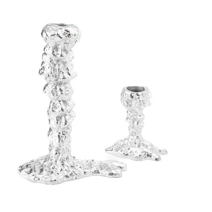 Sand Drip Candlestick Holder, Chrome