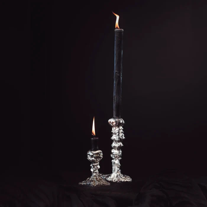 Sand Drip Candlestick Holder, Chrome