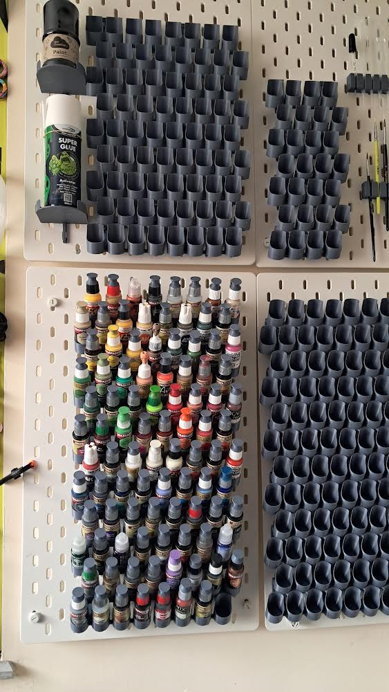 SKÅDIS Pegboard Paint Storage System – Holds 32 Vallejo & Army Painter Paints + Brush Holders (UK Delivery Included)