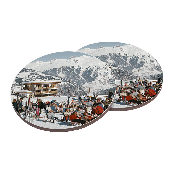 Ski Lodge Ceramic Coaster