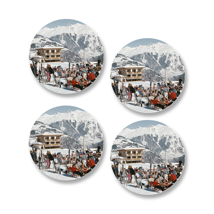 Ski Lodge Ceramic Coaster